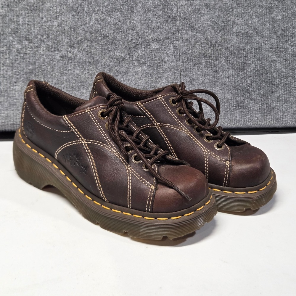 Vintage Dr Martens 12283 Daisy Brown Leather Platform Oxford Womens 6 Y2K